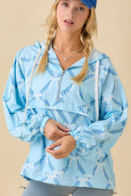 Load image into Gallery viewer, Blue Coquette Ribbon &amp; Floral Print Windbreaker
