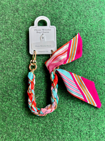 Horse Printed Scarf Phone Wristlet / Bag Charm