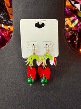 Load image into Gallery viewer, Grinch Hand &amp; Ornament Drop Earrings
