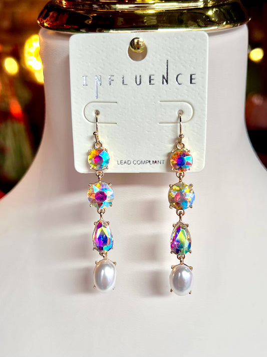Multi Jewel & Pearl Drop Earrings