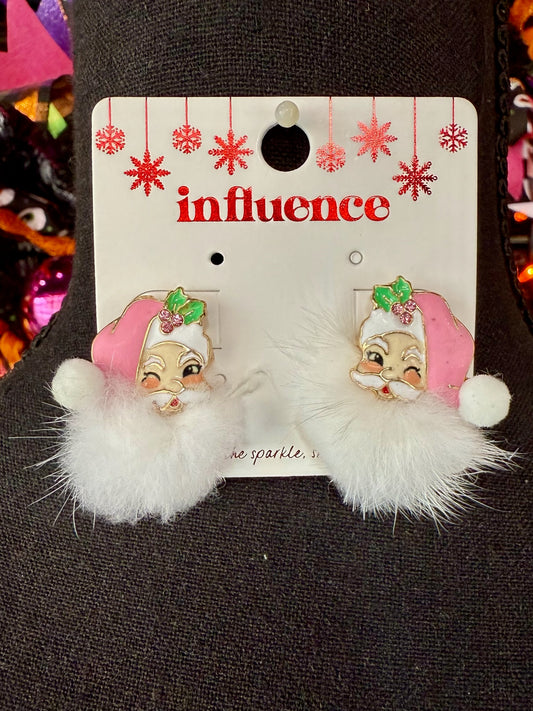 Light Pink Santa Claus Pom Pom Earrings