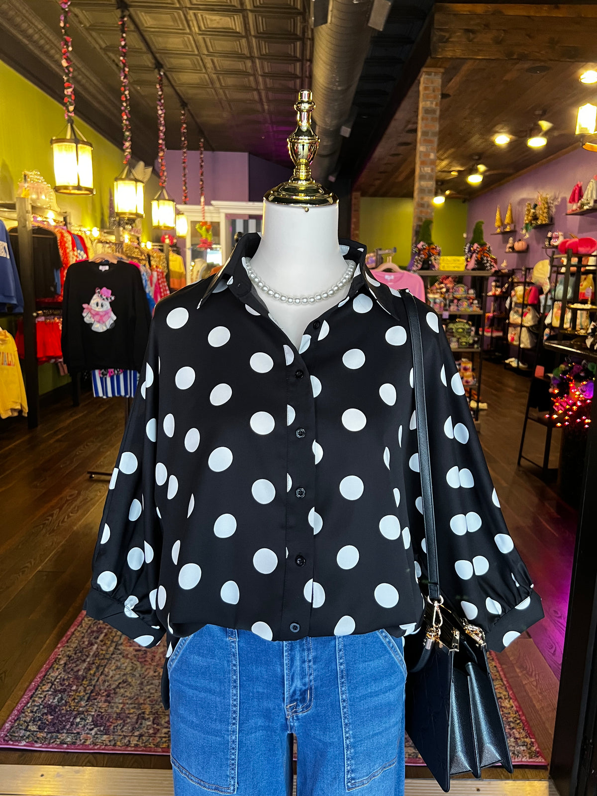 After Dark Polka Dot Button-Up