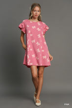 Load image into Gallery viewer, Ribbon Print French Terry Mini Dress
