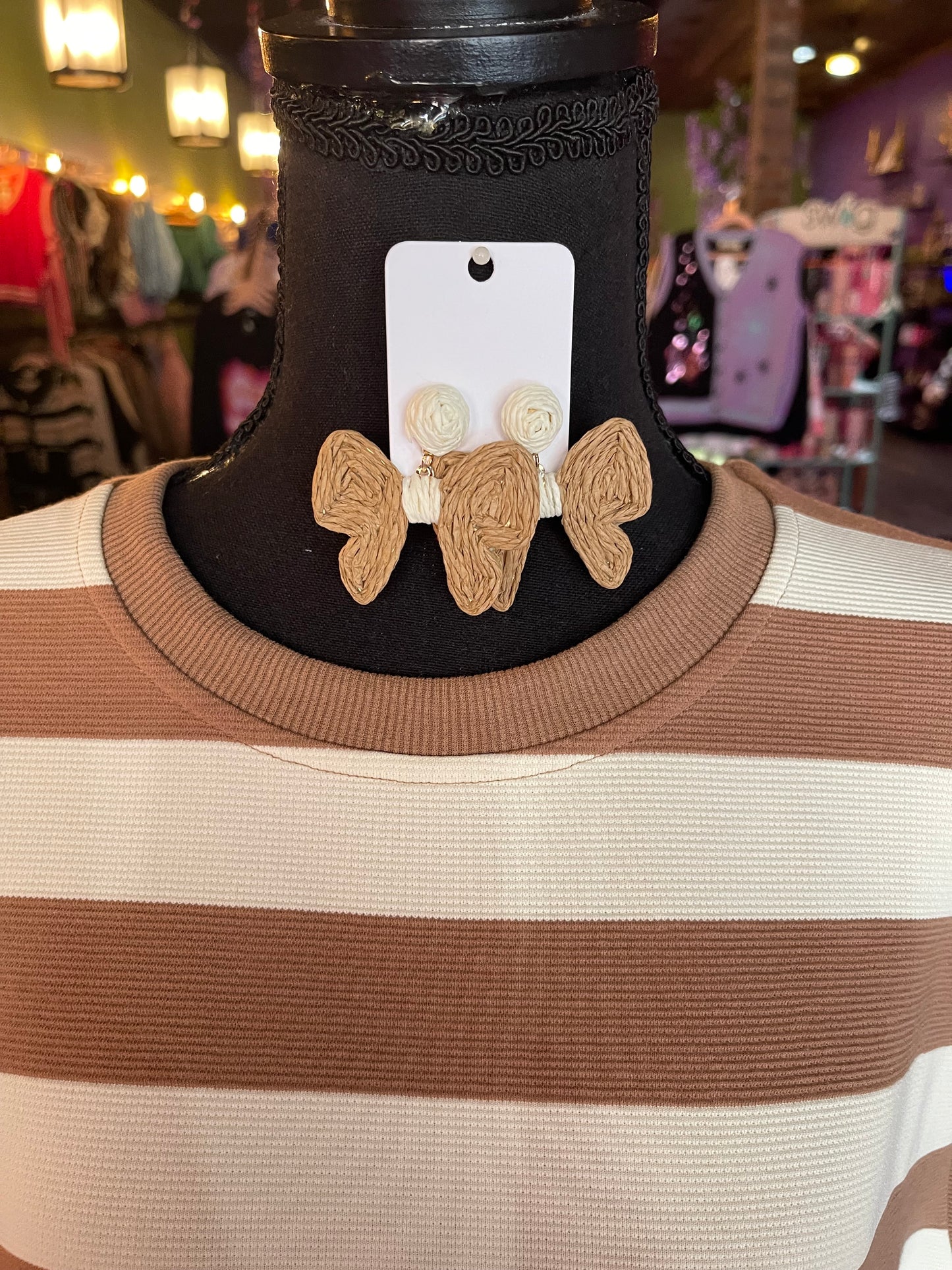 Natural Raffia Bow Earrings