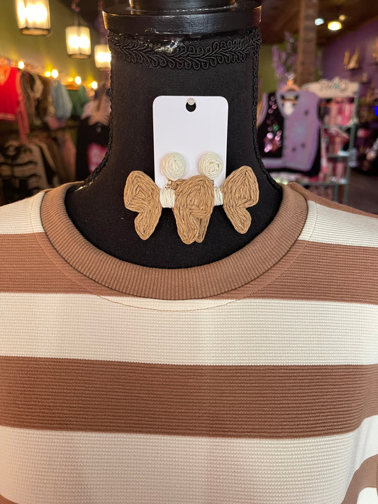 Natural Raffia Bow Earrings