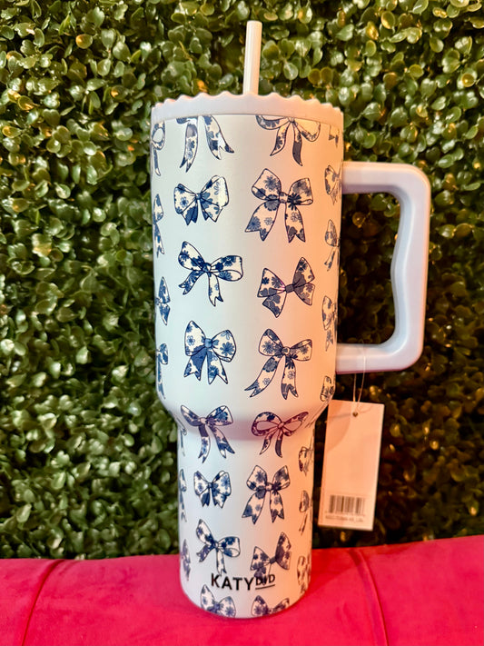 Katydid Toile Coquette Bows 38oz Tumbler