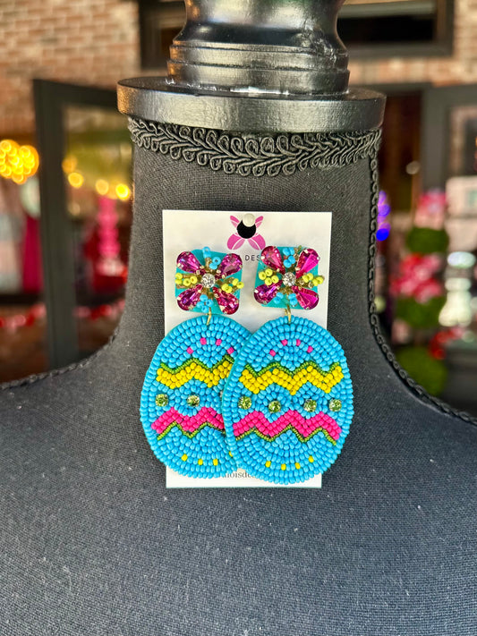 Blue Easter Egg Earrings