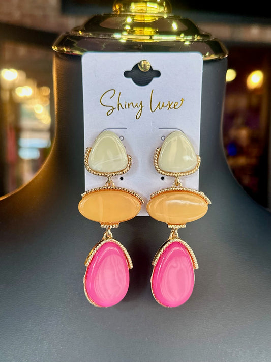 Multicolor Linked Stone Drop Earrings