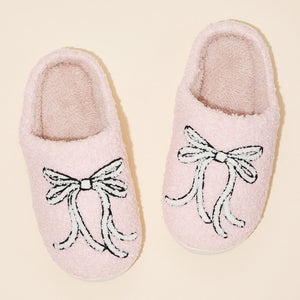 Light Pink Bow Slippers