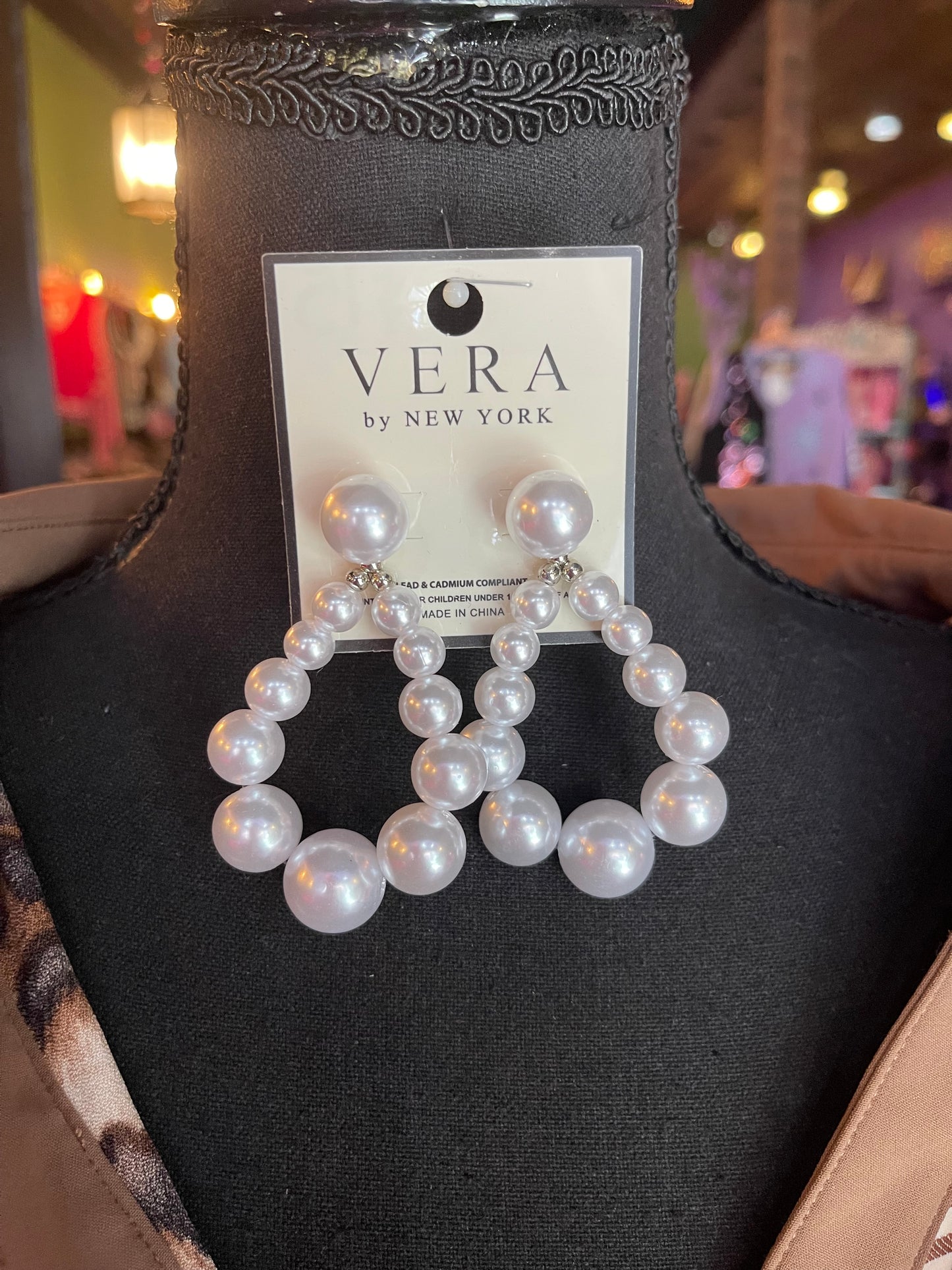 Pearl Beaded Teardrop Dangle Earrings