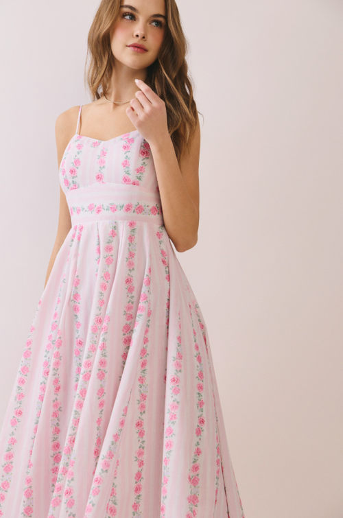 Radiant Rose Garden Midi Dress
