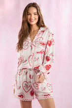 Load image into Gallery viewer, Heart Print Satin Pajamas
