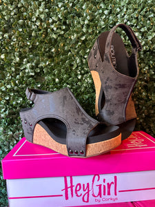 Corky’s Carley Black Metallic Wedges