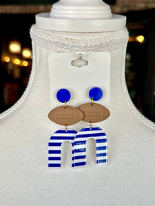 Blue & White Football earrings