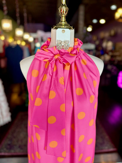 Pink & Orange Polka Dot Maxi