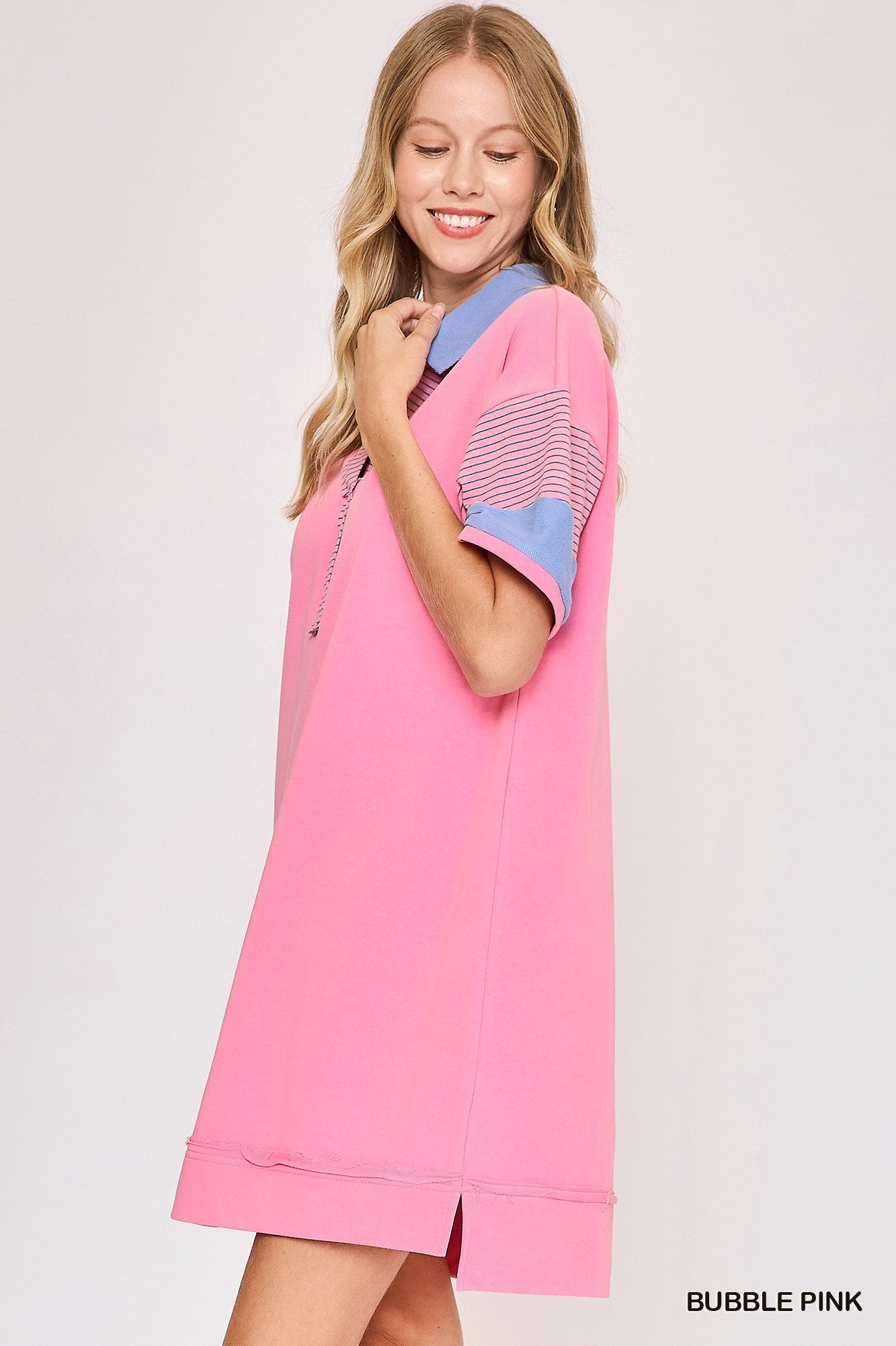 Bubblegum & Blue Stripe Mix Mini Dress