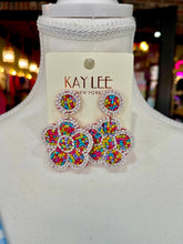 Load image into Gallery viewer, Multicolor Beaded Flower Earrings
