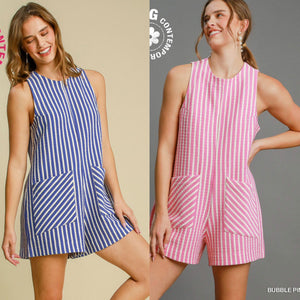 Stripe Knit Sleeveless Rompers