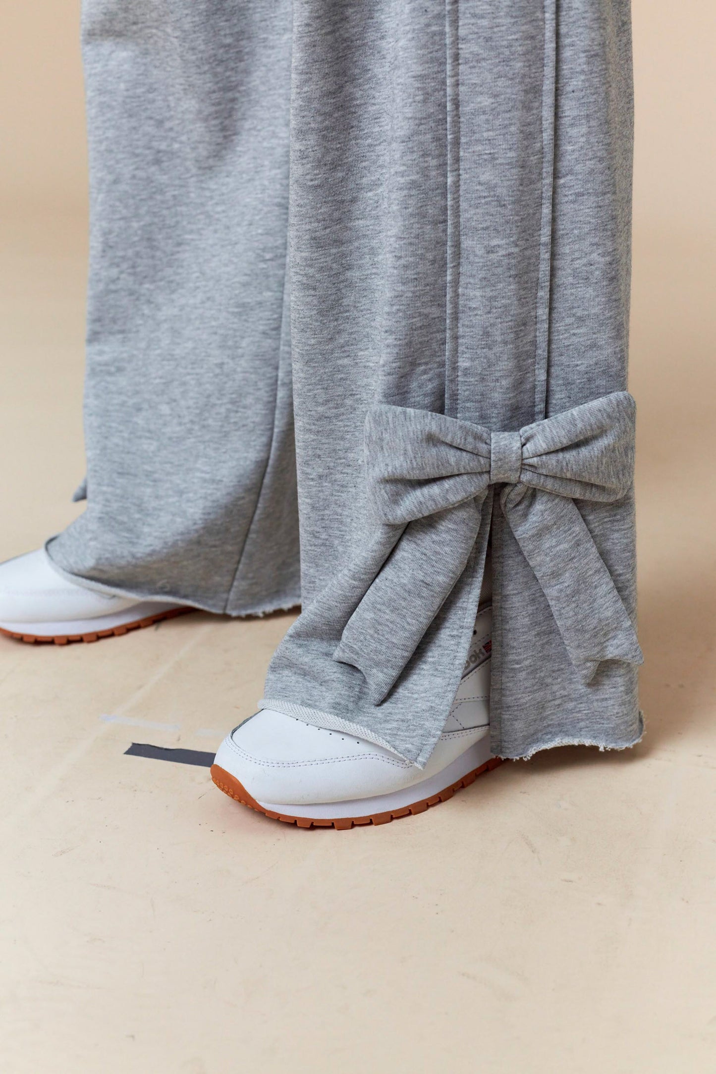 Heather Gray French Terry Bow Sweatshirt & Pants Set