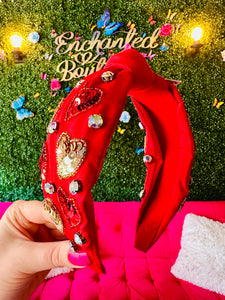 Red Sequin heart headband