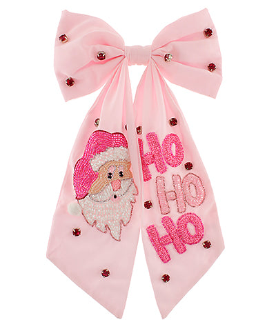 Light Pink Santa HoHoHo Hair Barrette