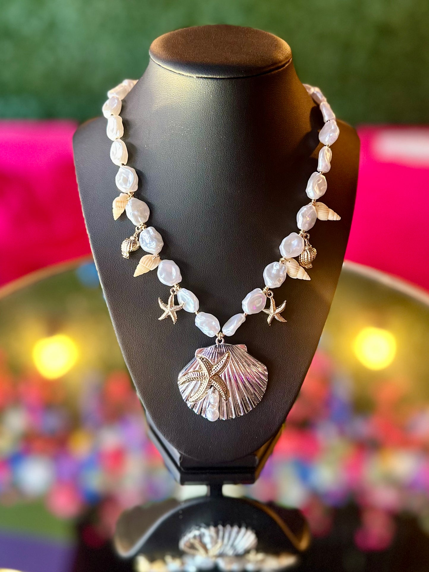 Pearl Beaded Coastal Multi-Charm Necklace
