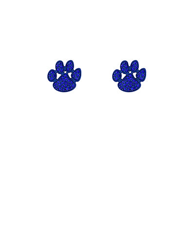 Blue Rhinestone Paw Print Studs