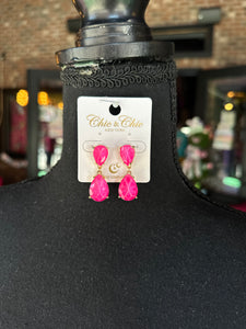Neon Fuchsia Teardrop earrings