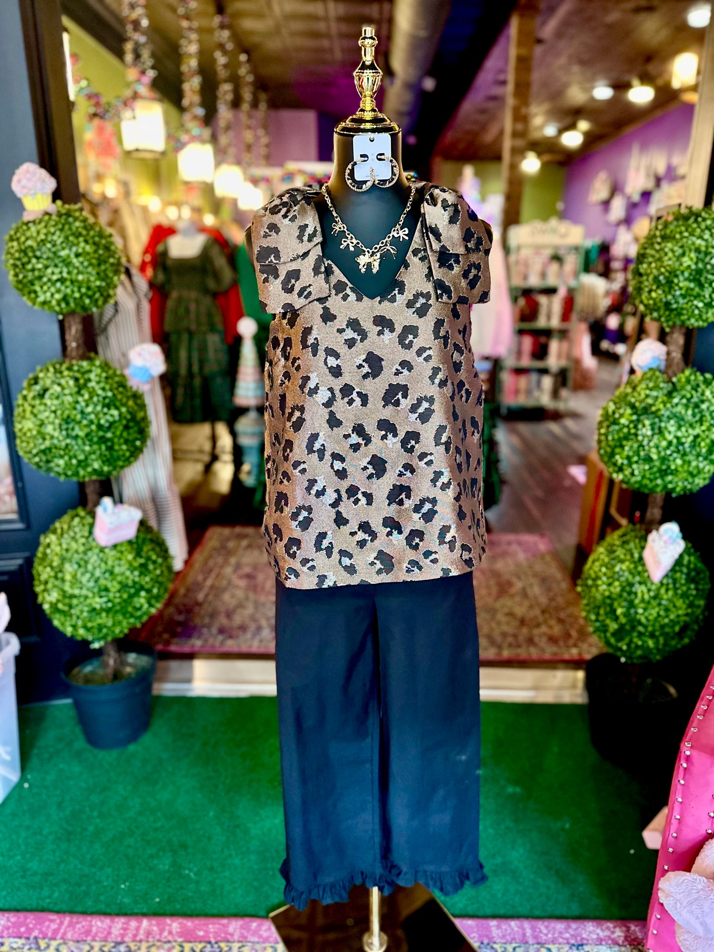 Leopard Print Sleeveless Blouse