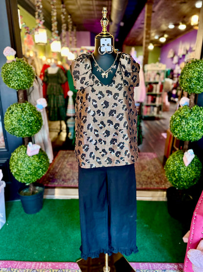 Leopard Print Sleeveless Blouse