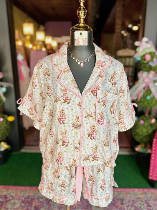 Bunny Print Pajama Set