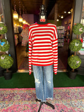 Load image into Gallery viewer, Red &amp; White Striped Sweater
