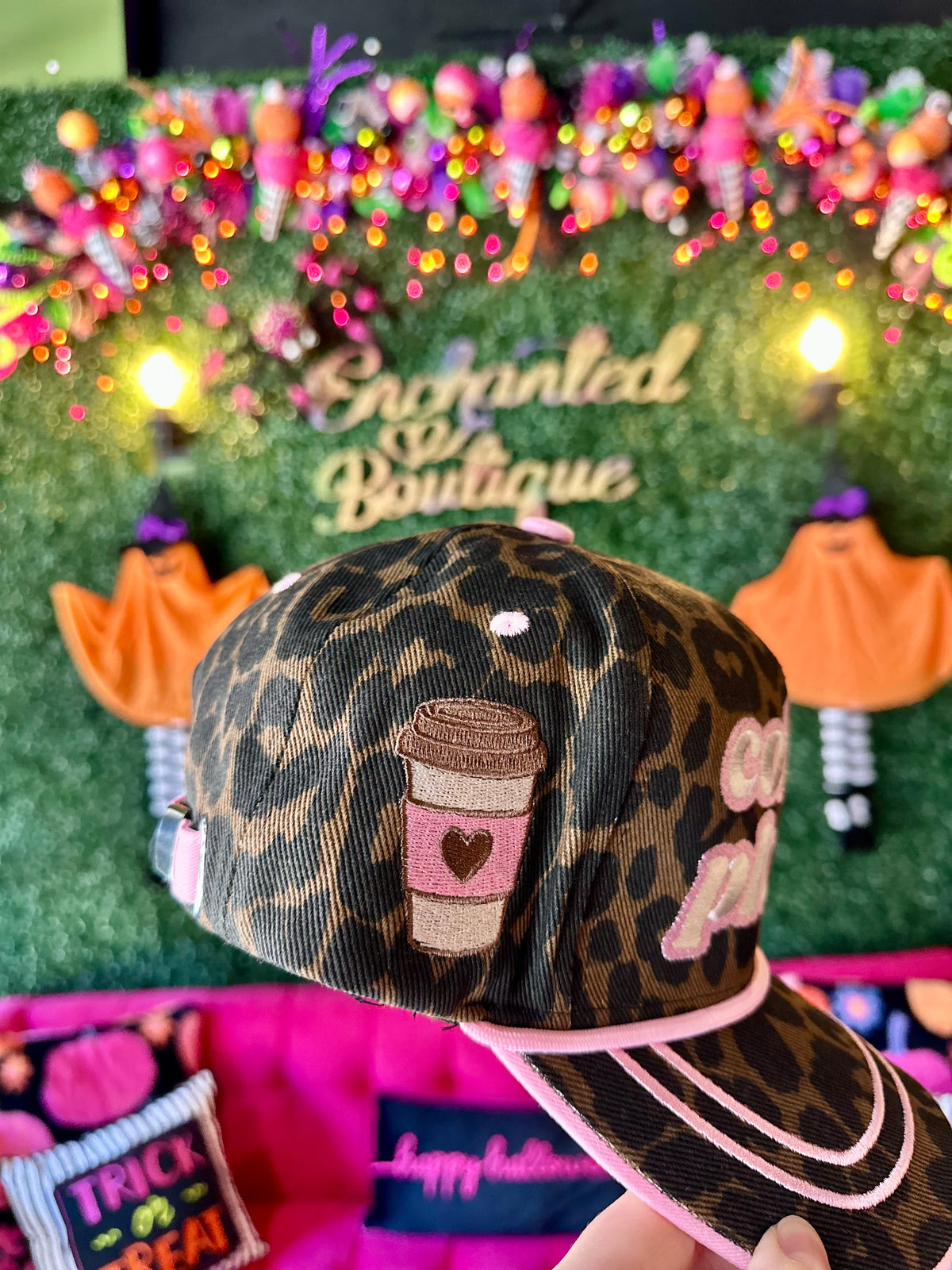 “ Coffee Please ” Leopard Print Hat