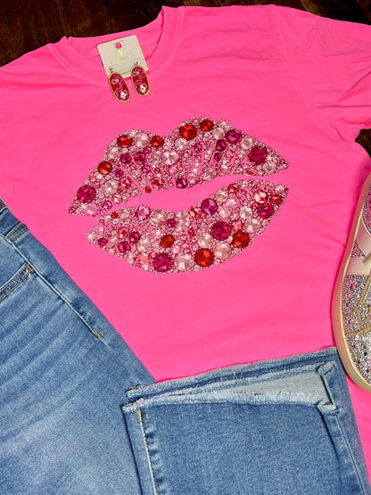 Comfort Colors Faux Rhinestone Kiss T-Shirt