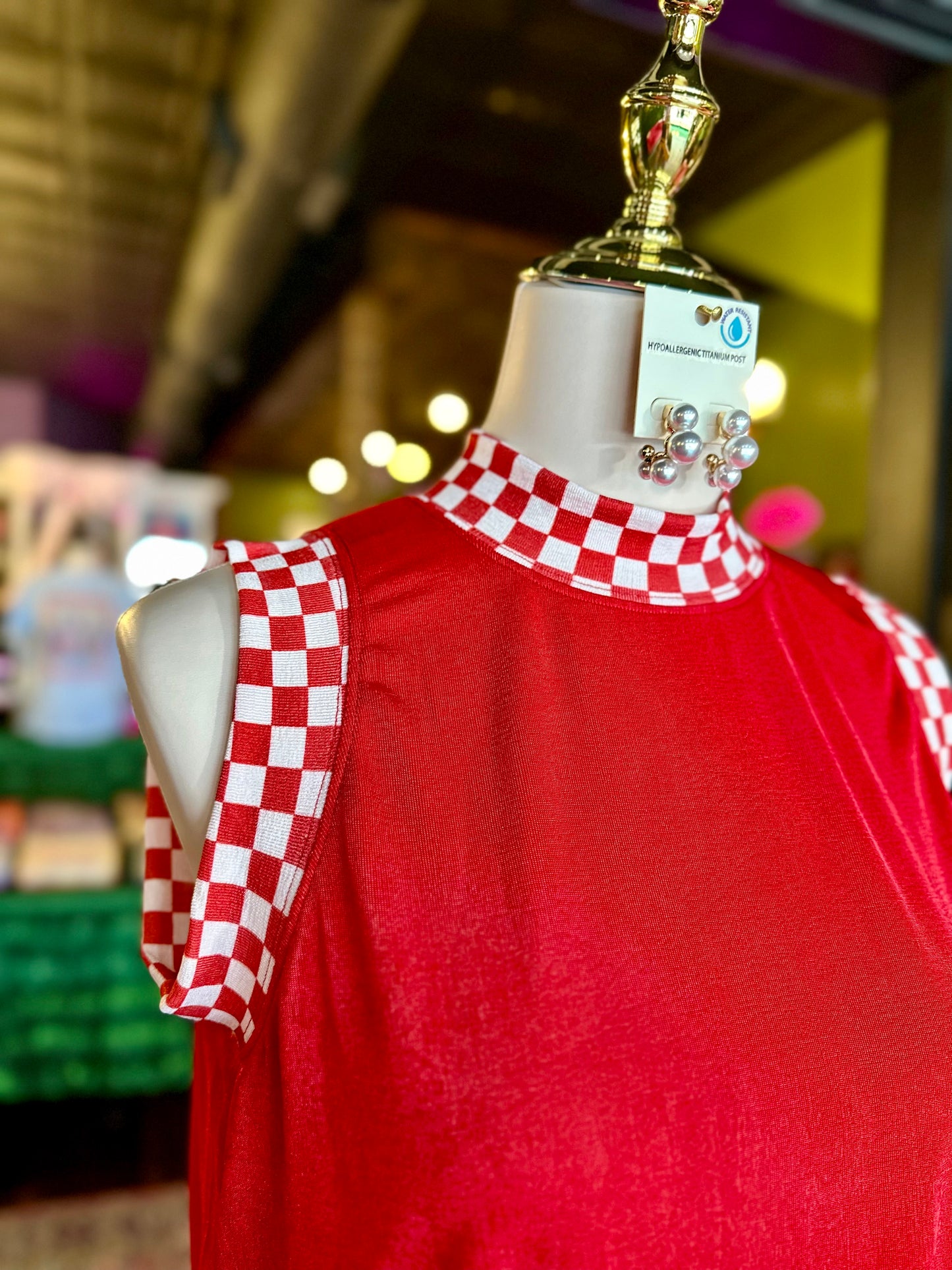 Checkmate Red Ribbed Tank