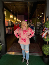 Load image into Gallery viewer, Light Pink Bow Embroidered Sweater
