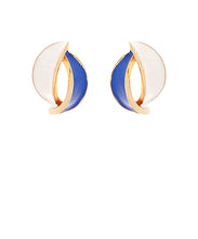 Load image into Gallery viewer, Royal Blue &amp; White Double Crescent Earrings
