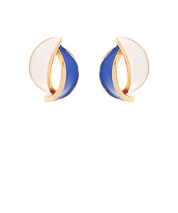 Royal Blue & White Double Crescent Earrings