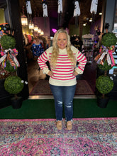 Load image into Gallery viewer, Cream &amp; Pink Striped Sweater
