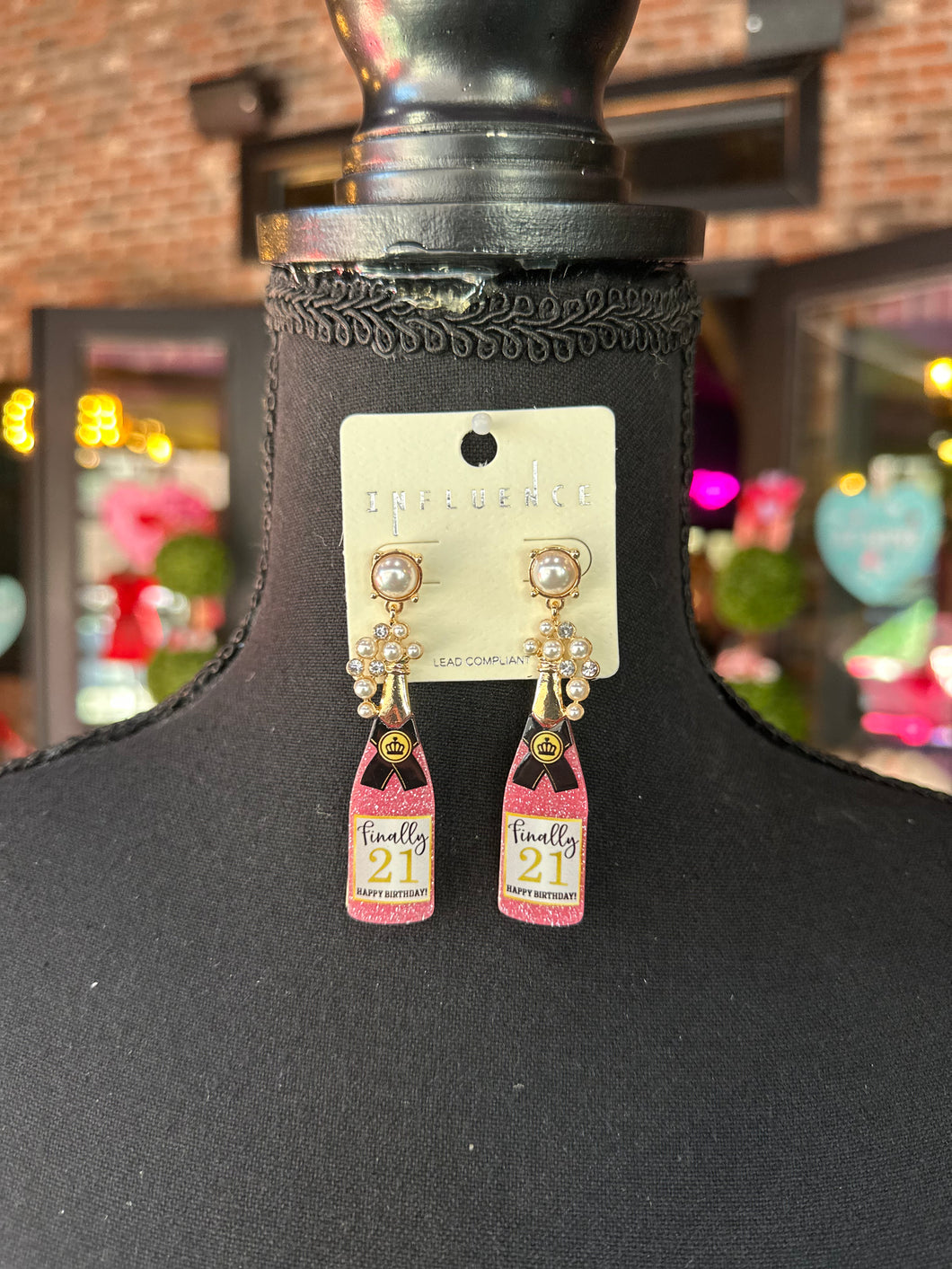 Finally 21 Champagne Bottle earrings