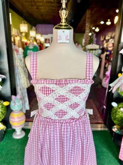 Pink Picnic Lace Midi Dress