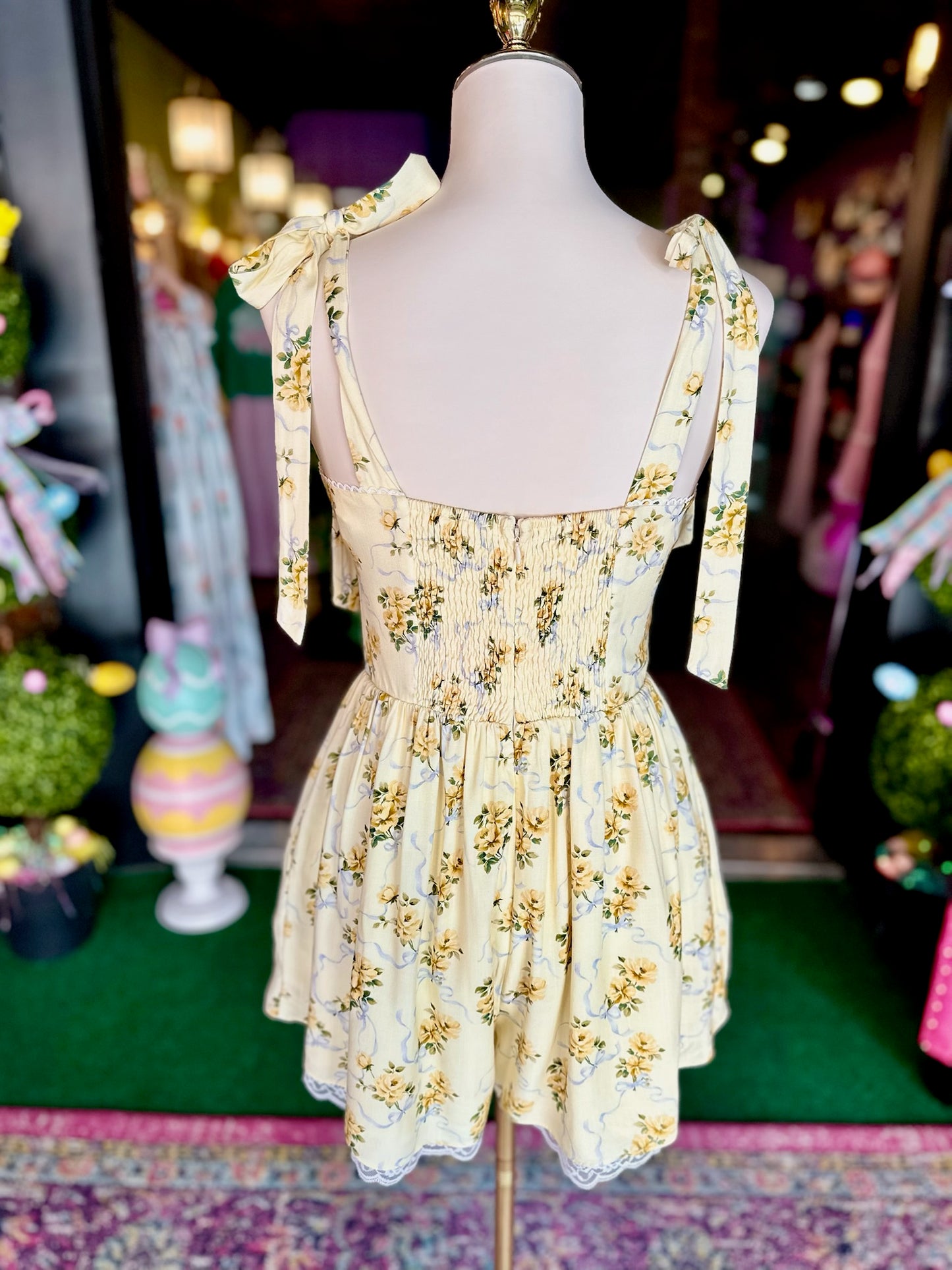 Lemon Lace Daydream Floral Romper