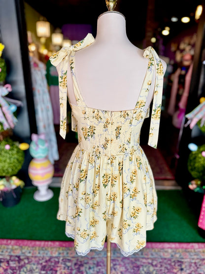 Lemon Lace Daydream Floral Romper