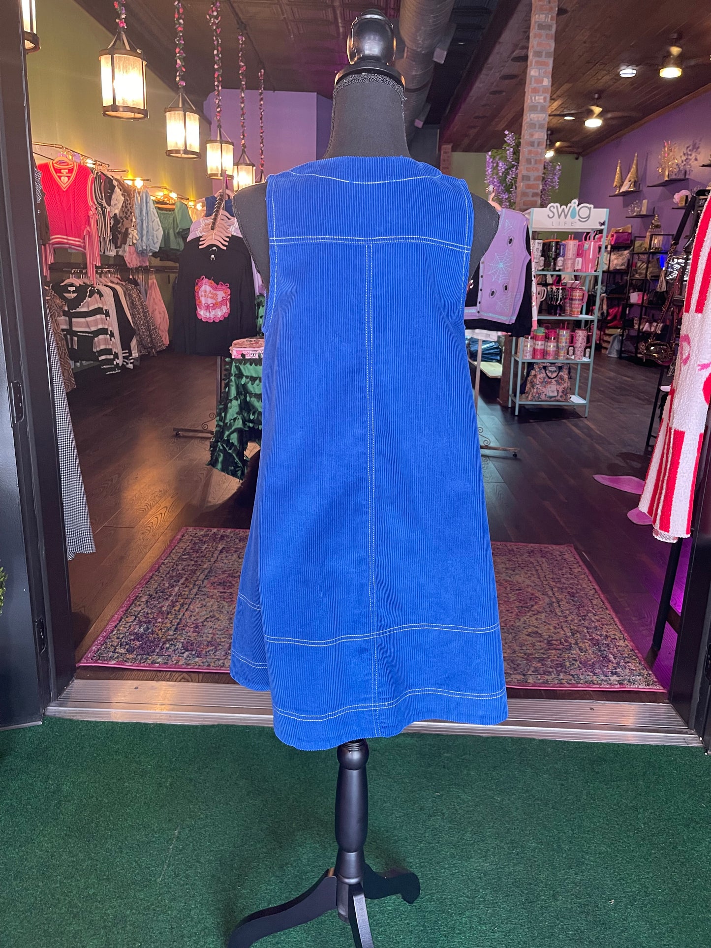 Royal Blue Ribbed Zip-Up Dress