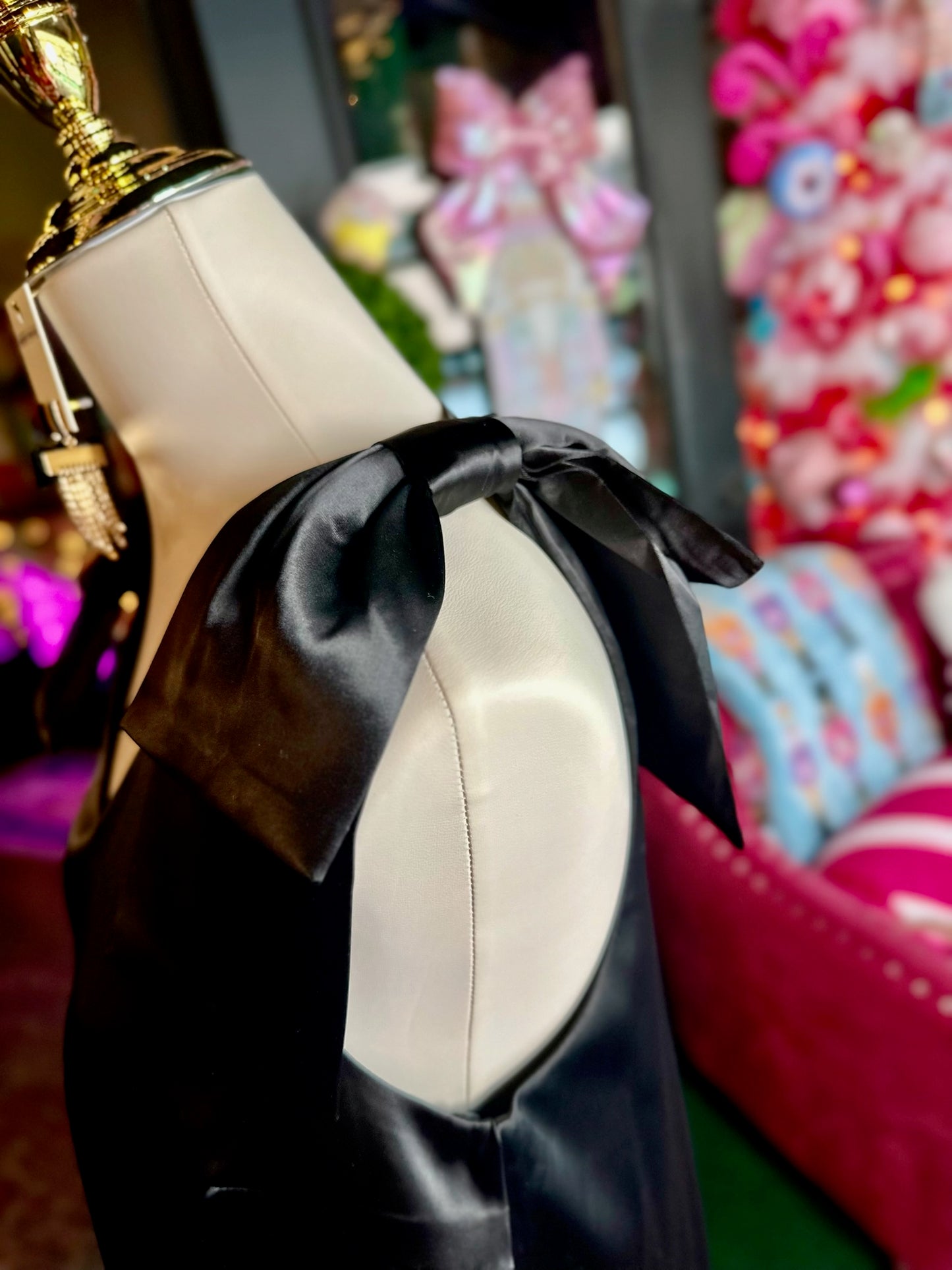 Black Bow Detail Sleeveless Mini Dress