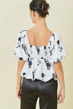 Load image into Gallery viewer, White Bubble Hem Floral Blouse
