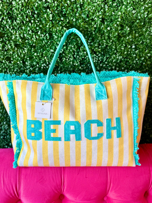 Yellow & White Striped “Beach” Bag