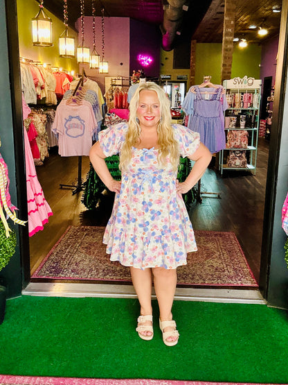 Floral Puff Sleeve Mini Dress