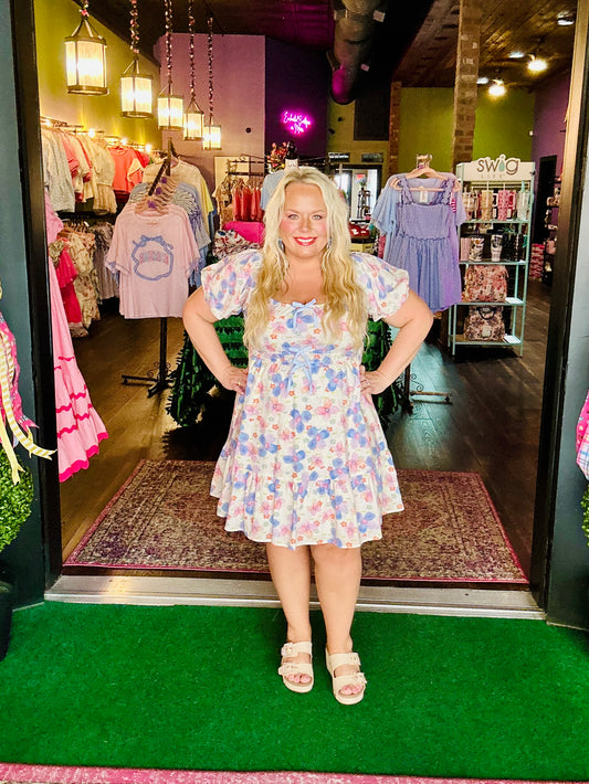 Floral Puff Sleeve Mini Dress