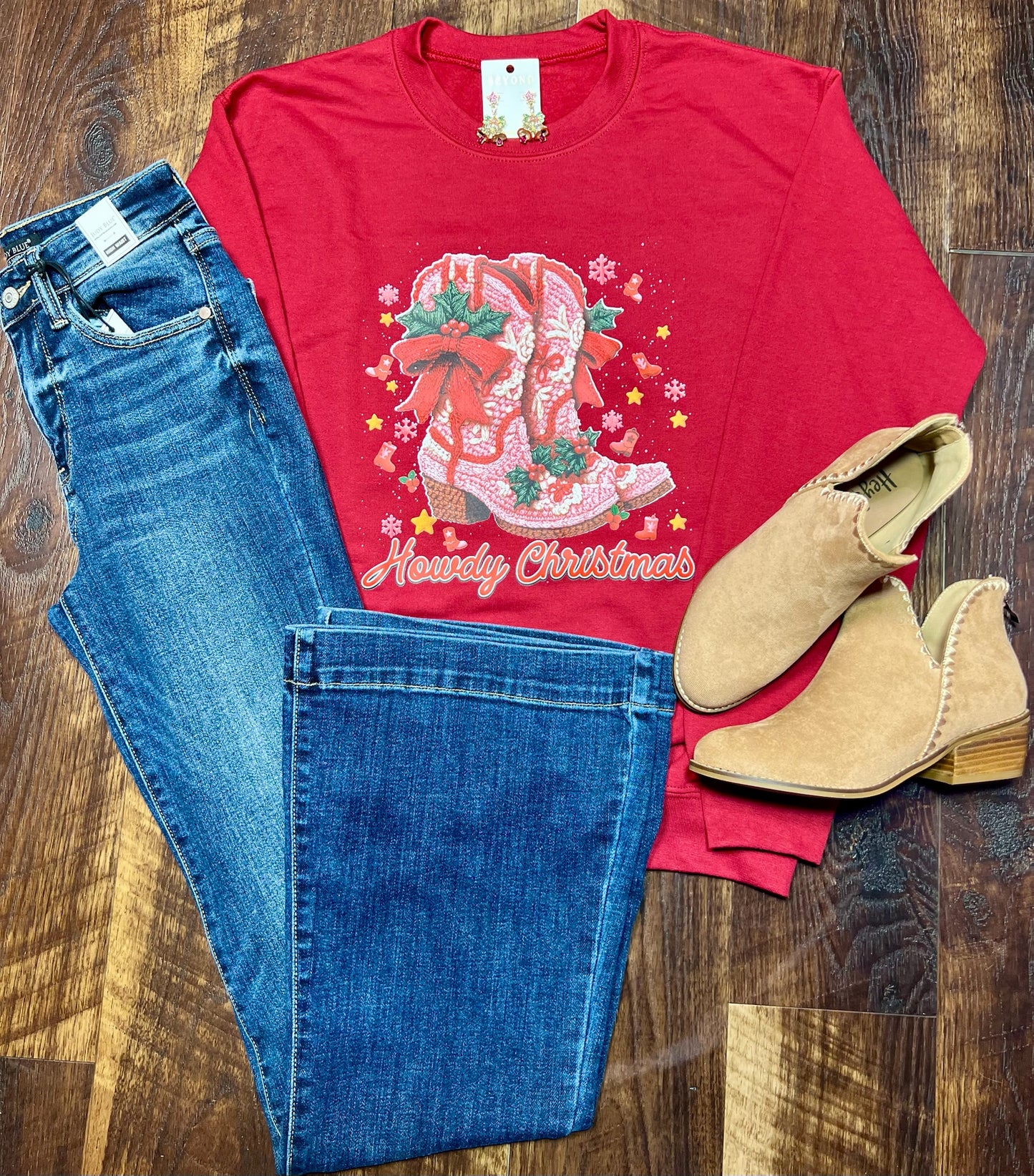 Howdy Christmas Western Boot Sweatshirt